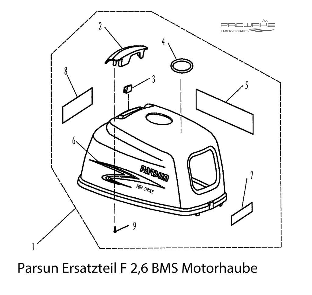 Parsun F2.6  Ersatzteile / Spare Parts: Motorhaube