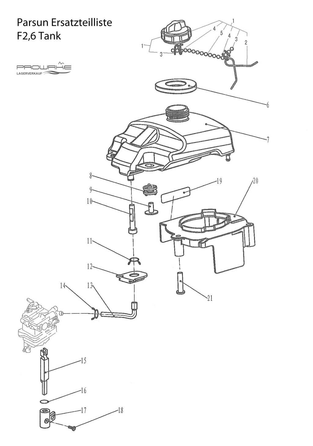 Parsun F2.6  Ersatzteile / Spare Parts: Tank