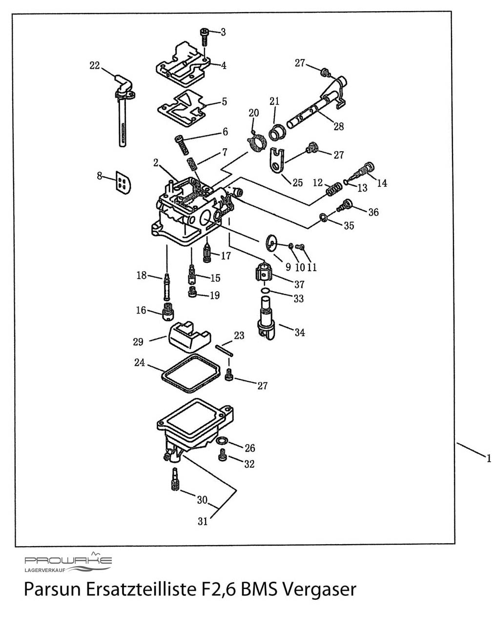 Parsun F2.6  Ersatzteile / Spare Parts: Vergaser