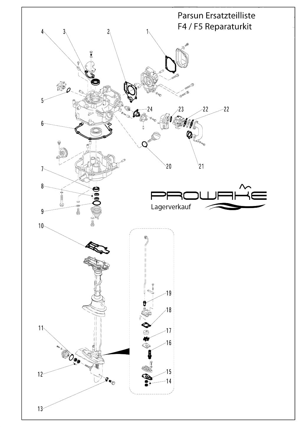 Parsun F4/F5  Ersatzteile / Spare Parts: Reparatursatz