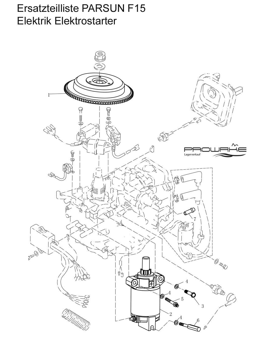 Parsun F15 (F)  Ersatzteile / Spare Parts: Elektrik 1 E-Start