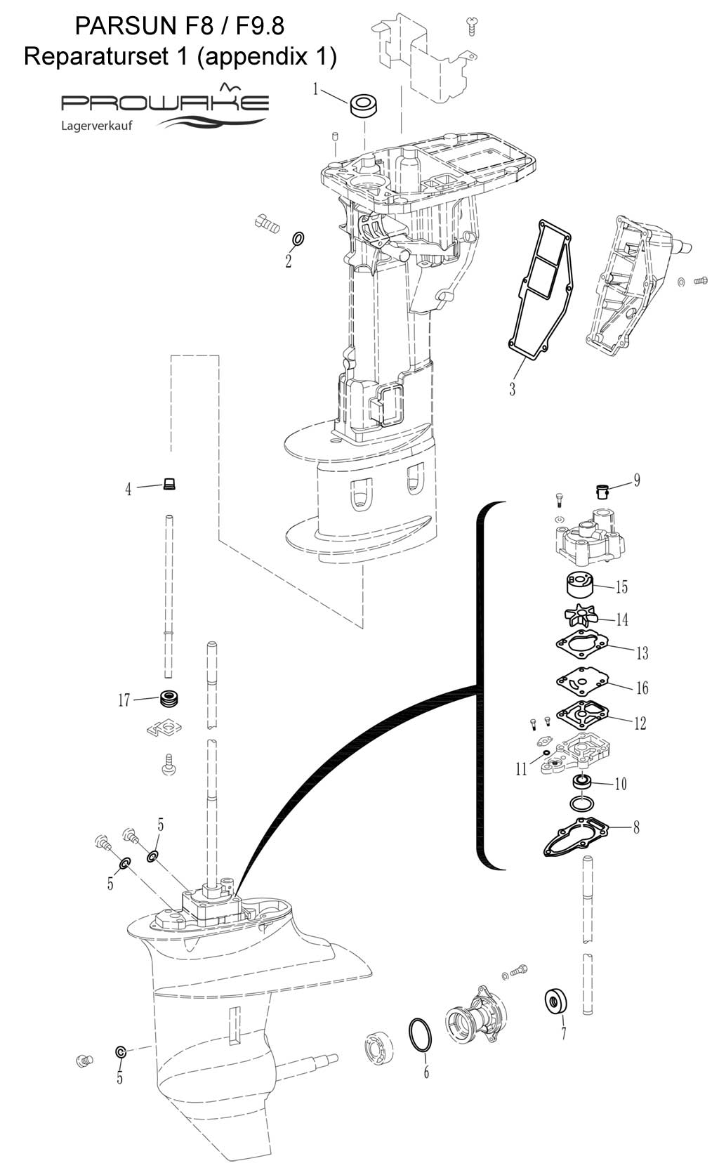 Parsun F9.8  Ersatzteile / Spare Parts: Reparaturset Innen I
