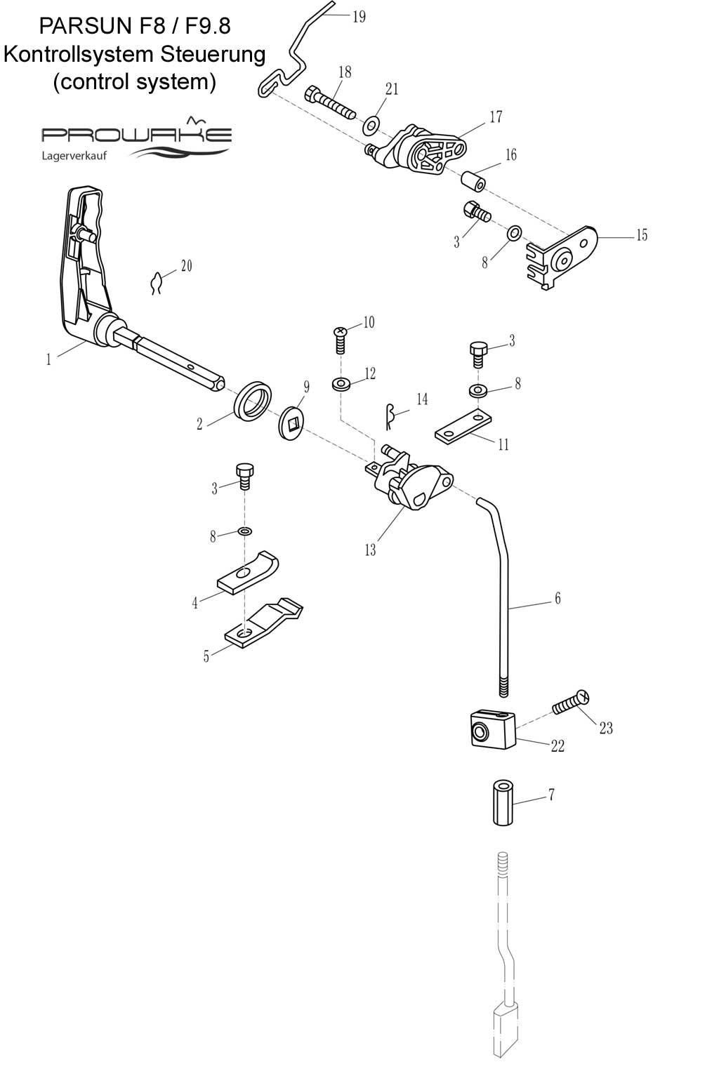 Parsun F4/F5  Ersatzteile / Spare Parts: Kontrollsystem Steuerung