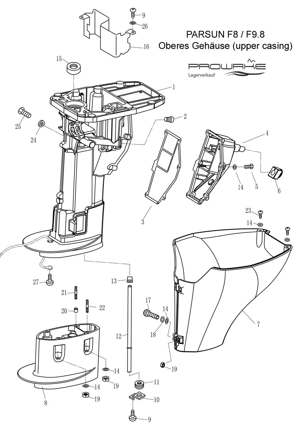 Parsun F4/F5  Ersatzteile / Spare Parts: Oberes Gehäuse