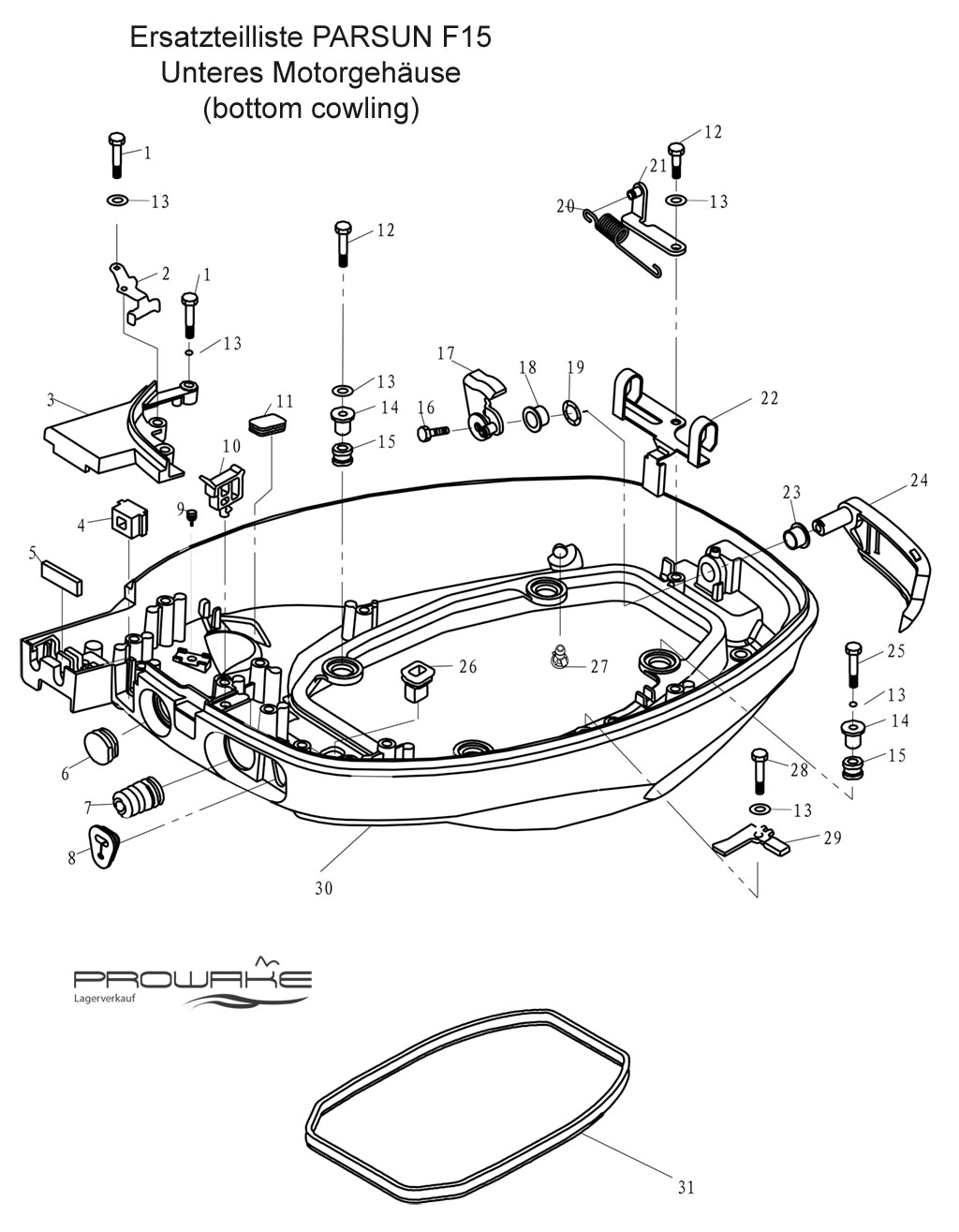Parsun F15 (B)  Ersatzteile / Spare Parts: Untere Verkleidung