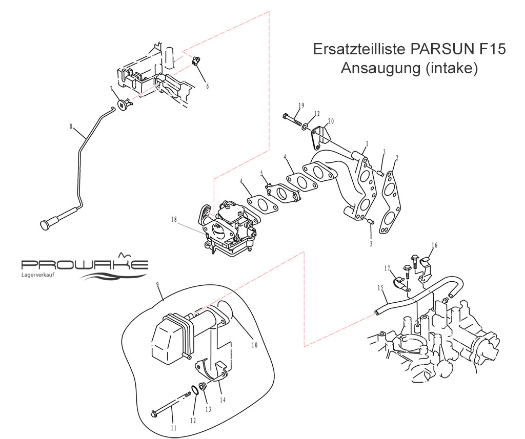 Parsun F9.8  Ersatzteile / Spare Parts: Ansaugung