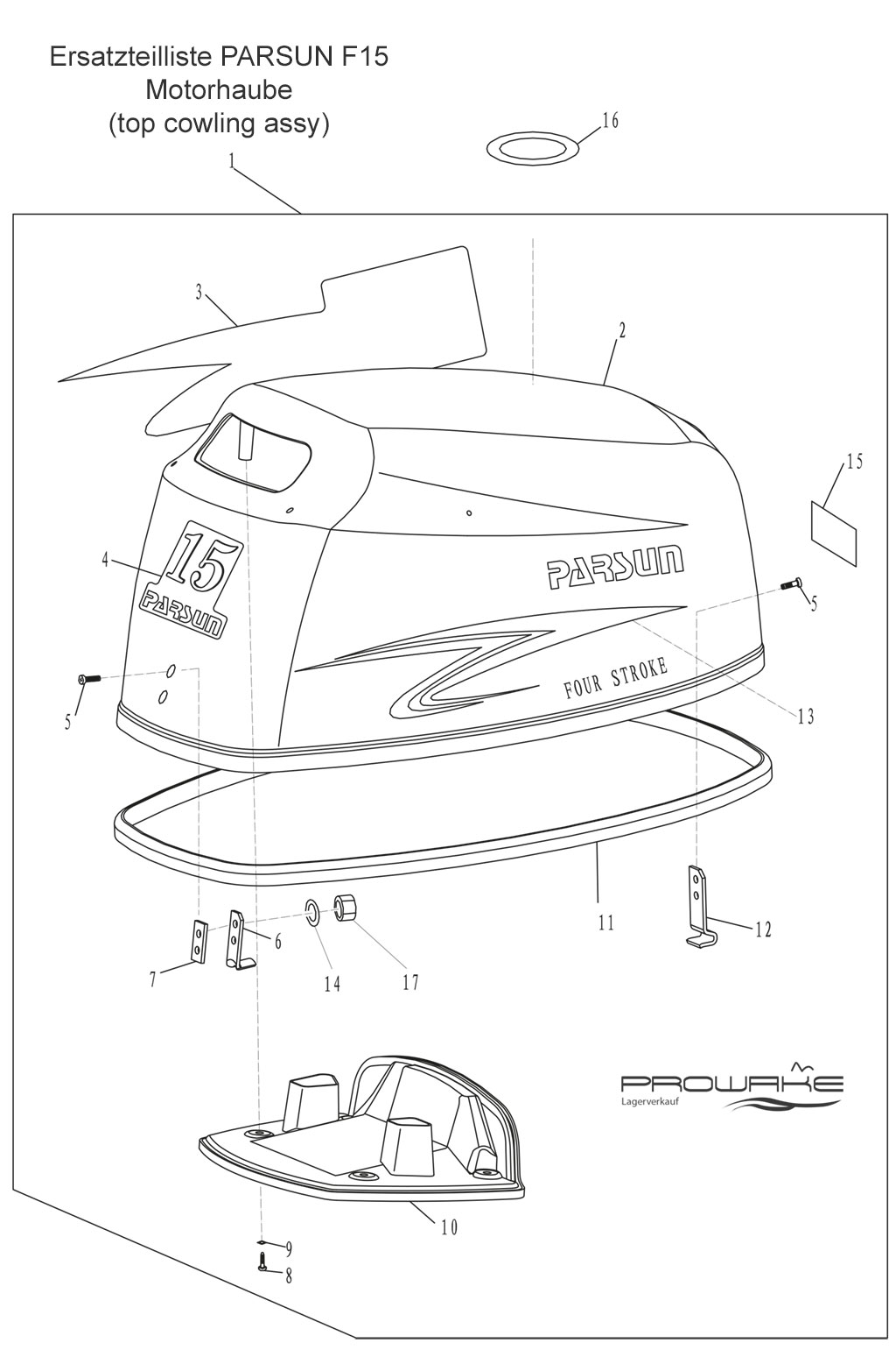 Parsun F9.8  Ersatzteile / Spare Parts: Abdeckung