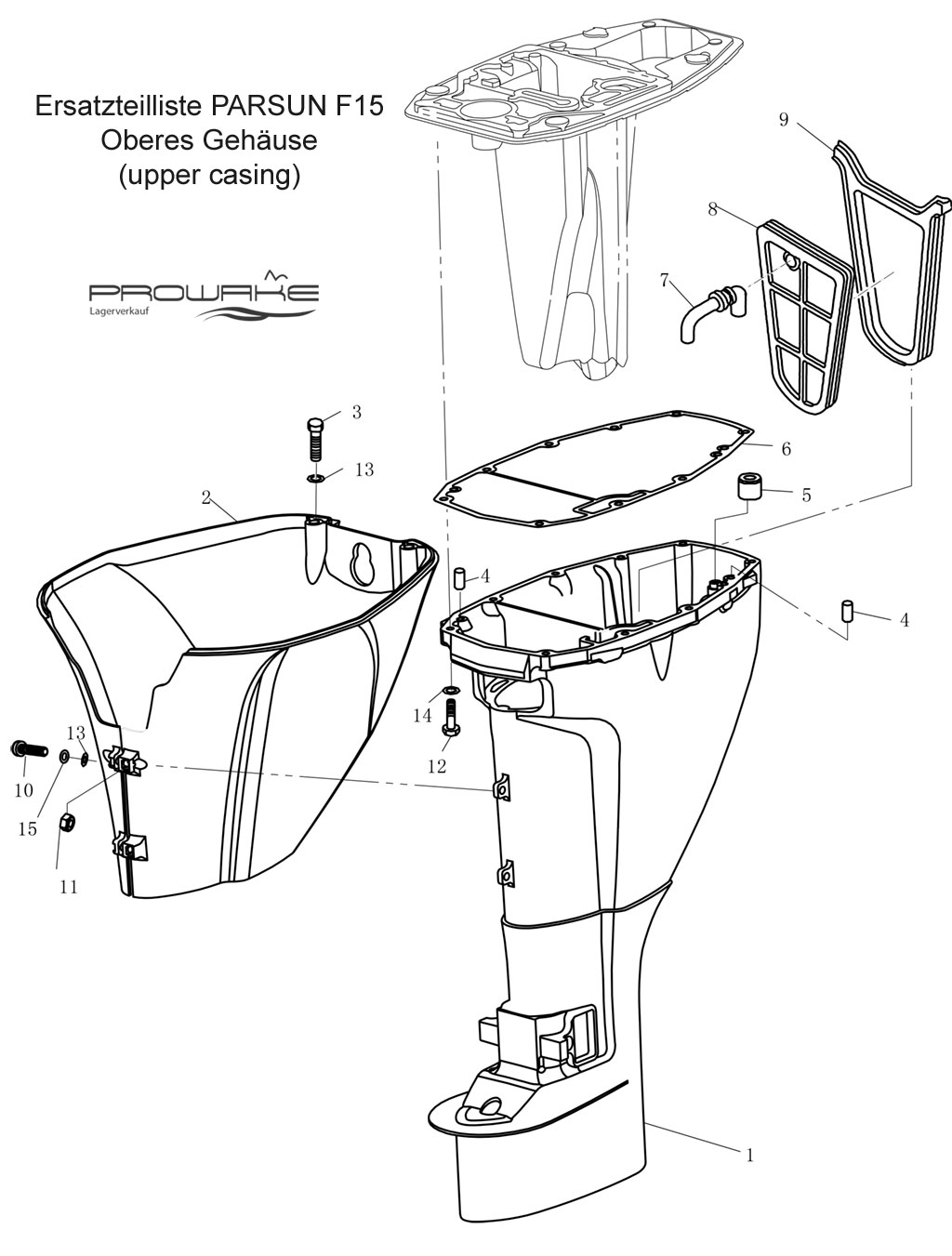 Parsun F15 (B)  Ersatzteile / Spare Parts: Oberes Gehäuse