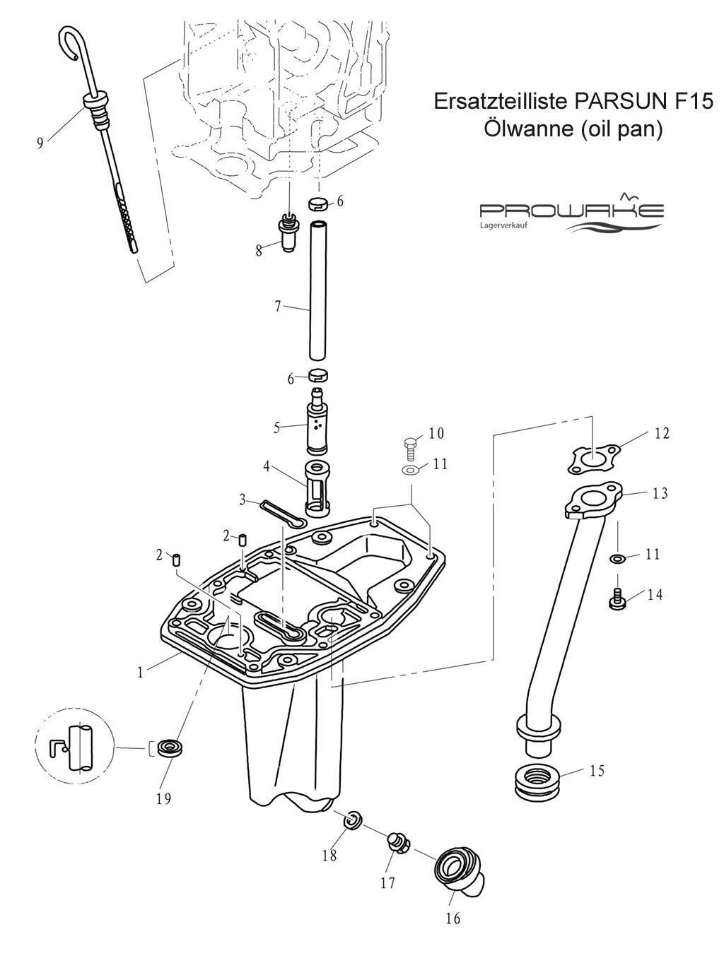 Parsun F15 (B)  Ersatzteile / Spare Parts: Ölwanne