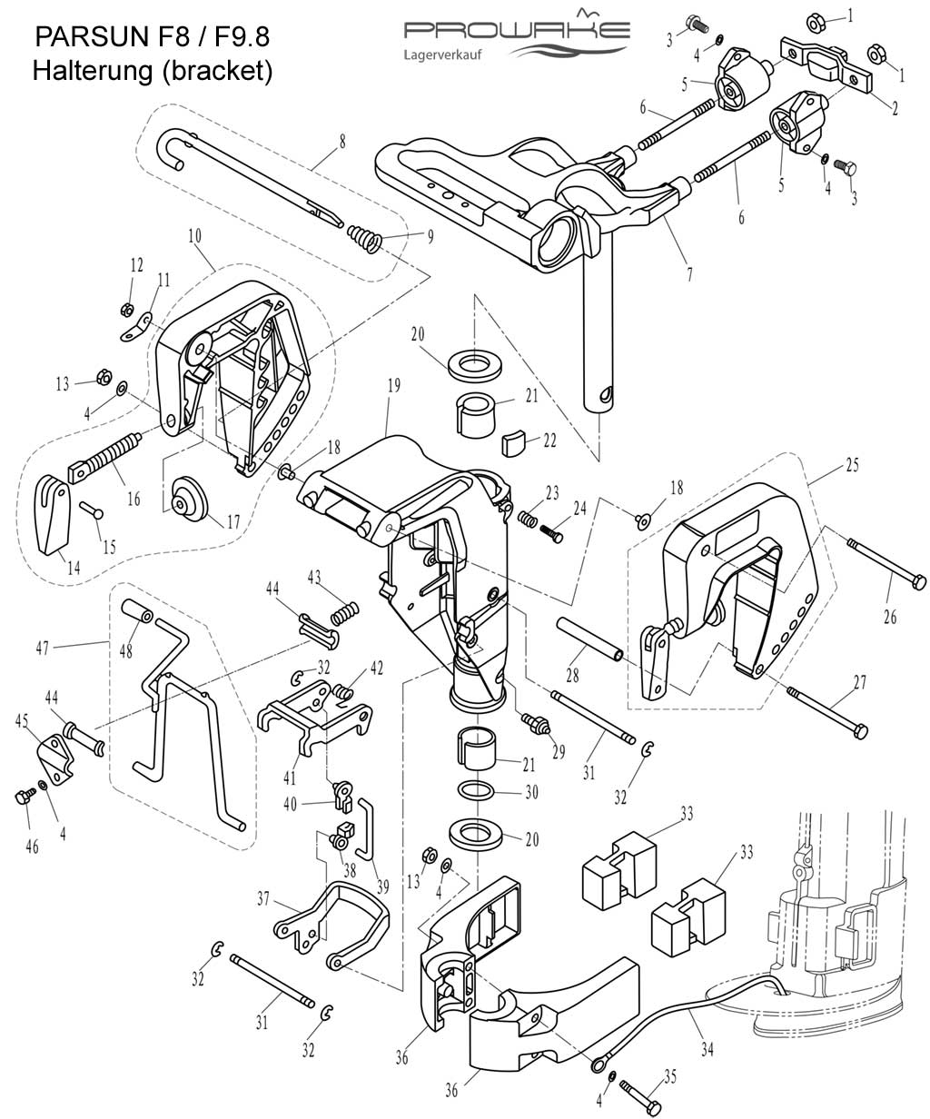 Parsun F4/F5  Ersatzteile / Spare Parts: Halterung