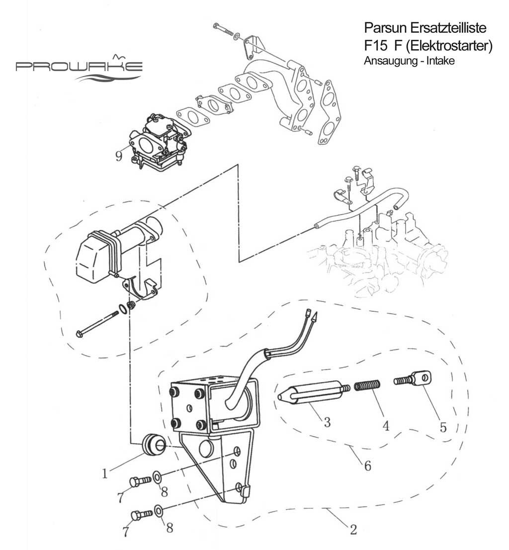 Parsun F15 (F)  Ersatzteile / Spare Parts: Ansaugung E-Start