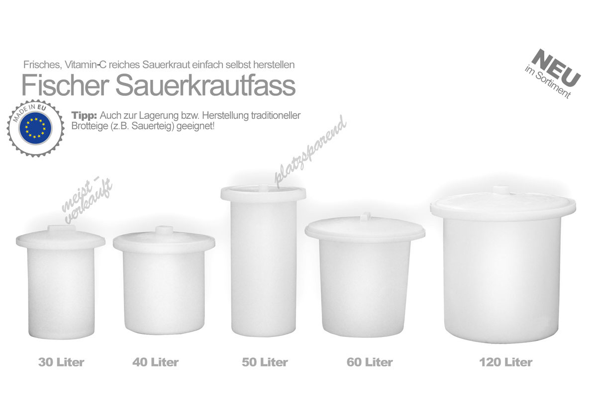 Sauerkrauttopf 30 Liter Gärtopf mit Deckel Wasserrinne Krautfass Einlegetopf 