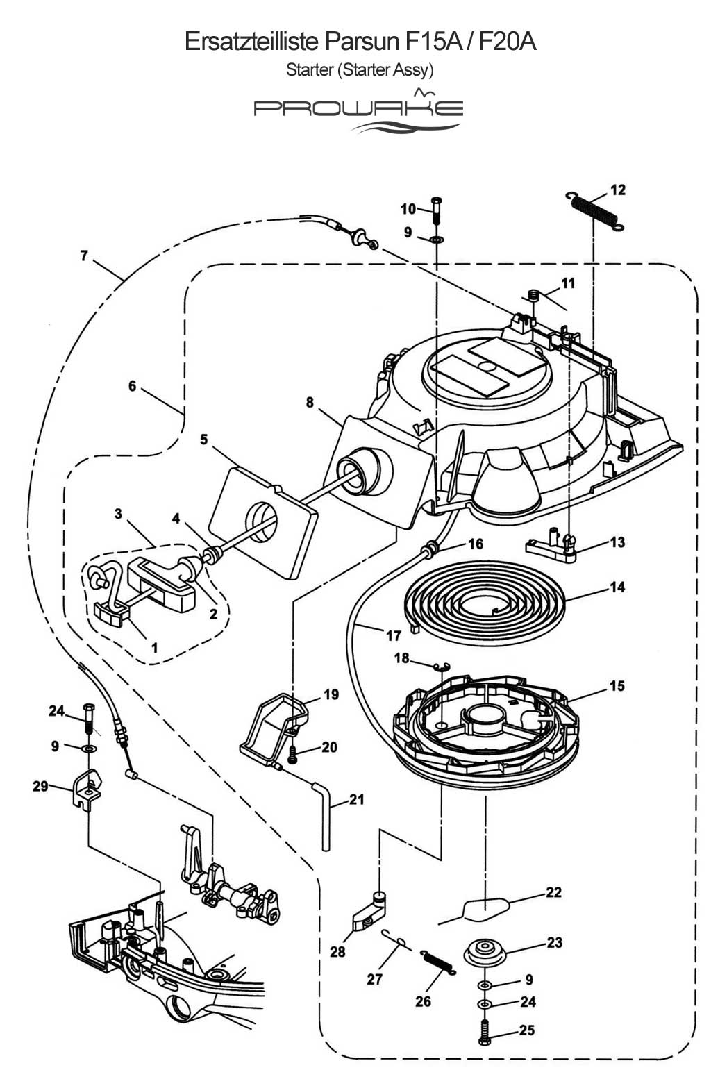 Parsun F15 (A) Ersatzteile / Spare Parts: Anlasser