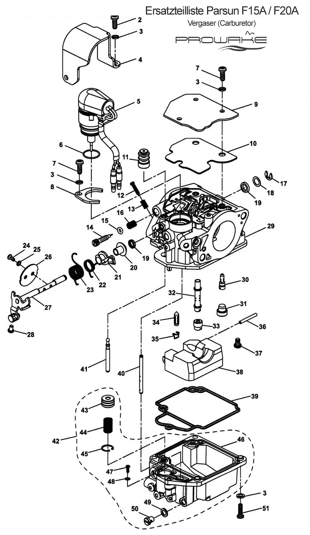 Parsun F15 (A) Ersatzteile / Spare Parts: Vergaser