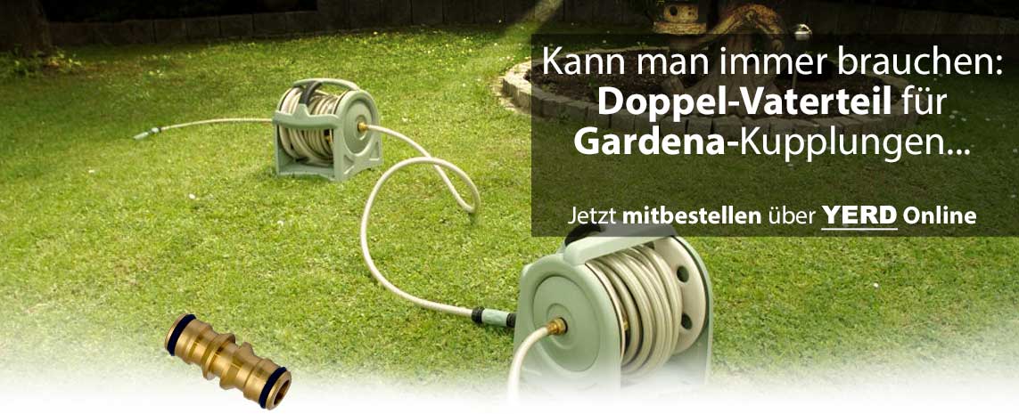   Doppelvaterteil Gardena-Kupplung Messing 