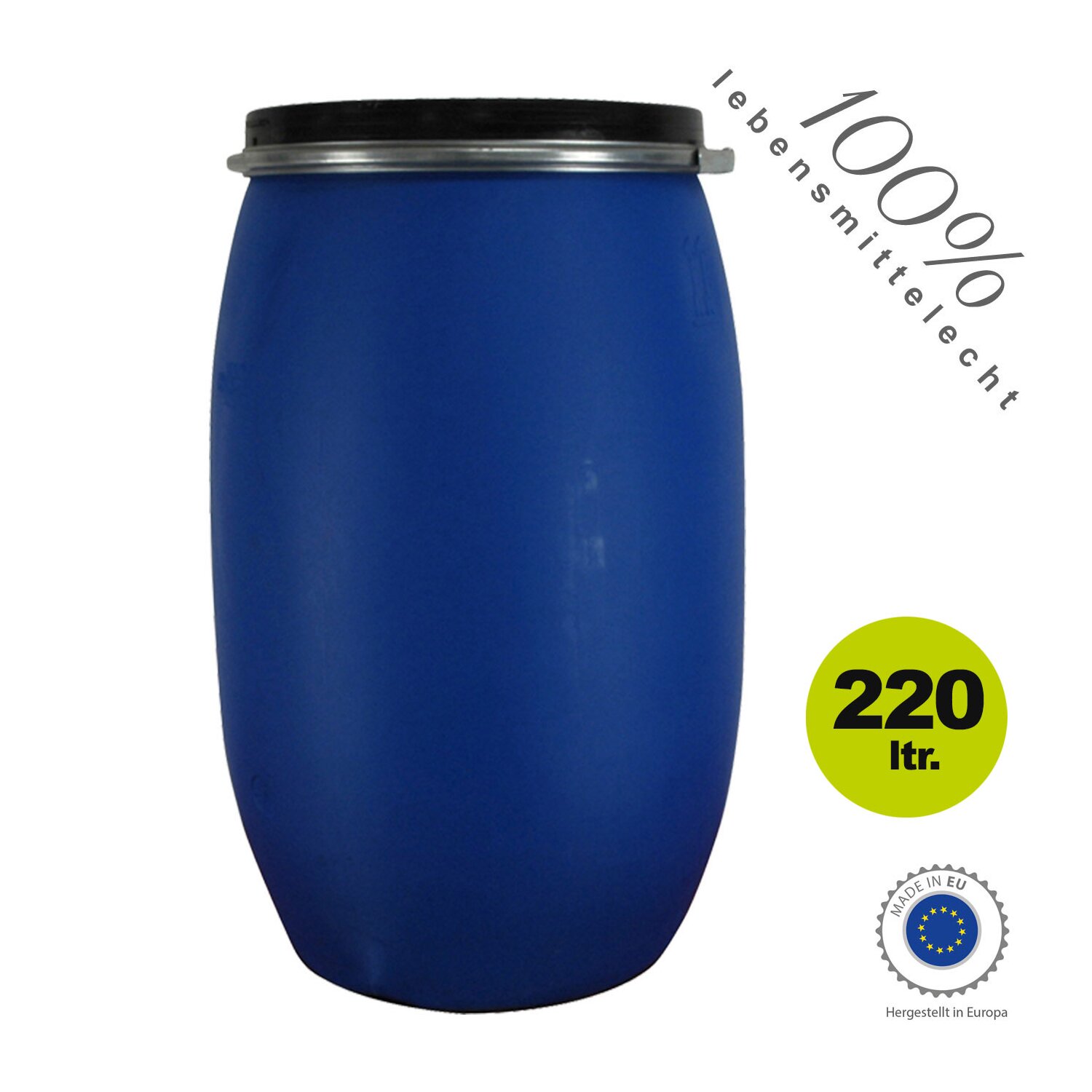 Lagerverkauf: YERD basics 100% lebensmittel-echte Regentonne blau, 220 Liter