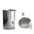 Saftfass 100 Liter mit Schwimmdeckel: Edelstahl-Apfelsaftfass / Fischer Saftfass für pasteurisierten Saft, komplett mit Auslaufhahn Edelstahl, Staubdeckel, Schwimmdeckel und Vaseline-Öl