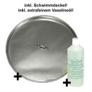 Saftfass mit Schwimmdeckel: 200 Liter Edelstahl-Apfelsaftfass / Fischer Saftfass (Süßmostfass)  für pasteurisierten Frucht-Saft, komplett mit Auslaufhahn Edelstahl, Staubdeckel, Schwimmdeckel und Vaseline-Öl