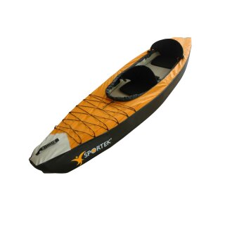 Kajak Sportek KK2: 370cm - 2 Personen, aufblasbar - geringe Packmaße, inkl. Reparatur-Set, Manometer, TÜV geprüft,  (versandkostenfrei*)