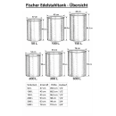 Fischer-Lahr® konfigurierbarer Grundtank: Fass Edelstahl, Fischer Serie Q100 Liter,  Edelstahlbehälter rund, Basis variabel für Immervolltank oder Saftfass, offen mit Deckel, ohne Schwimmdeckel