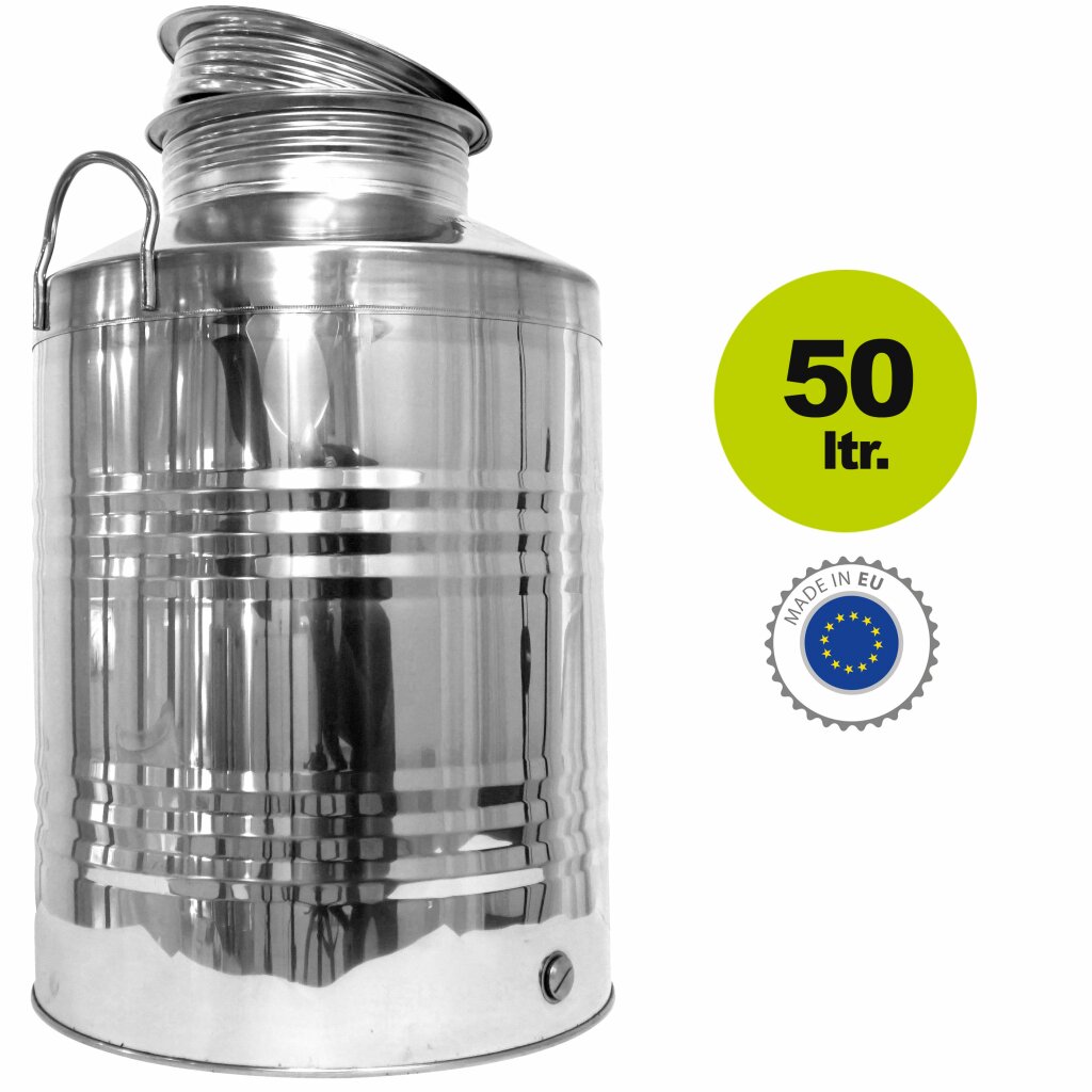Edelstahlkanne 50 Liter Inhalt,  gebördelt, Hochglanz, Getränkefass  für Lebensmittel, Made in EU 	 
		 (Edelstahlkanne,  50 Liter Inhalt , Getränkefass, gebördelt)  
	