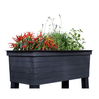 Details:   URBAN gardening: Balkon-Beet anthrazit-braun 75 x 37 Höhe 65 cm, aus recyceltem Kunststoff / Hochbeet, Gemüsebeet, Kräuterbeet 