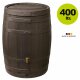 Regentonne: Graf 4rain 400 Liter Regenfass VINO Barrica, mit Kindersicherung, dunkelbraun im Holzfass-Design, Made in Germany