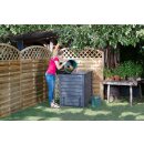 Thermo-Komposter 600 Liter: Graf THERMO WOOD  Komposter, Holz-Optik anthrazit-braun,  80 x 80 x Höhe 100 cm, inkl. Bodengitter, recycelt, made in Germany