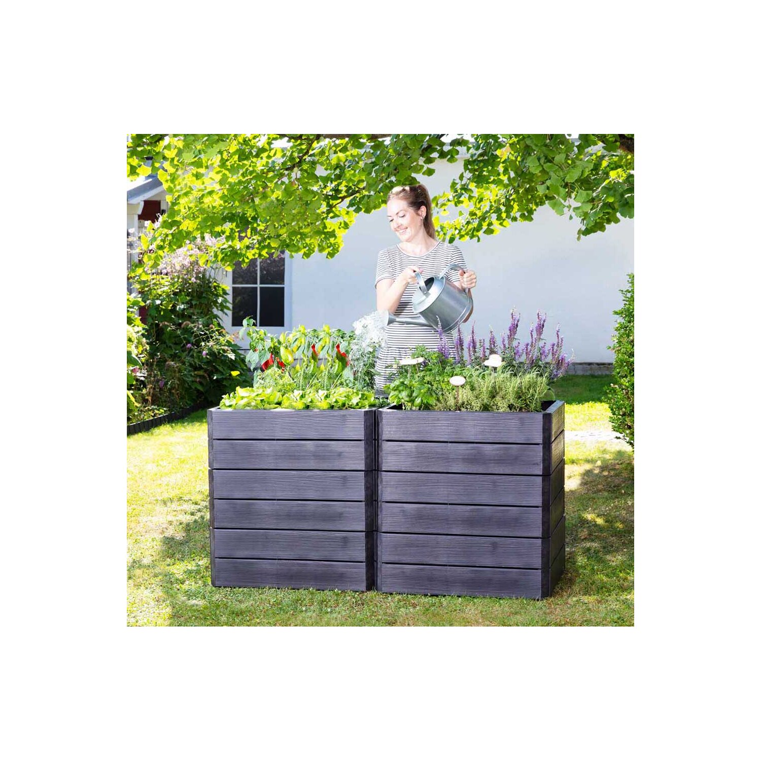 Lagerverkauf: ERGO QUADRO M Hochbeet-System anthrazit-braun - 6er Set A günstig im Online-Shop kaufen