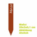 Beet-Steckschild Edelrost, Beschriftung "Schnittlauch", Metall-Spieß 20x3 cm, Stärke 1 mm Stahl rostig