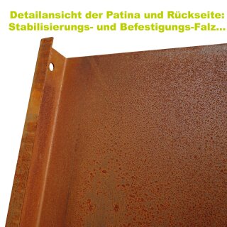 Sichtschutz / Zaunelement / Stele in Edelrost:  1 Element Motiv Lieblingsplatz Höhe 158cm Breite 60cm, 1,5mm Stahl rostig