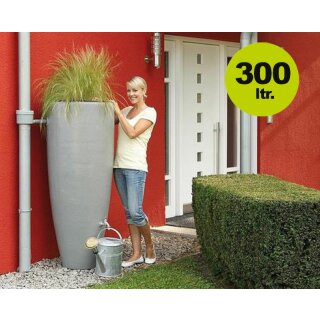 Graf Garantia 2in1 Regenwasser-Behälter mit Pflanzschale, 300 Liter in Zinkgrau, made in Germany