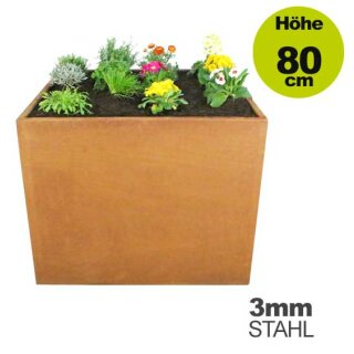 Details:   Hochbeet Metall: Pflanz-Container  "Dominus" 100x100cm Höhe 80cm  Materialstärke 3 mm (!), mit Bodenlochblech, Versand kostenfrei* / Pflanzgefäß, Pflanzkübel, Blumentopf, Blumenkübel, 