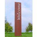 Gartenstele "Welcome" 120 cm hoch, Rost, zum stecken oder einbetonieren