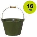Weinlese-Eimer 16 Liter grün, Holz-Griff gedrechselt