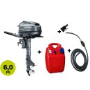 Yamaha Außenbordmotor F6 CMHS mit Kraftstofftank, Kraftstoffanschluss und Schlauch mit Pumpball