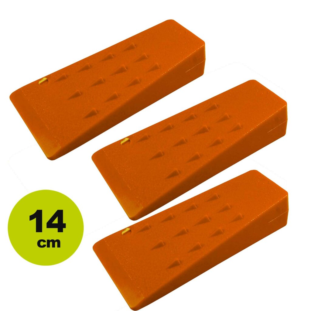 Fällkeile Set Angebot: 3x Husqvarna Kunststoff Fällkeile orange, Hosentaschenkeil 140mm  5,5 Zoll 	 
		 (Fällkeil,  Forstechnik, Hosentaschenkeil, Fällkeile Set)  
	