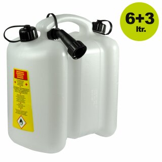 Tecomec Doppelkanister: Kombi-Kanister 6+3 Liter für Benzin und Öl,  zum betanken von Motorgeräten