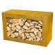 YERD Holzbox: stabiles Kaminholz-Regal 190x50x35cm aus echtem  Corten-Stahl, Farbe Rost-Patina, verschweißtes Stahl-Regal für Feuerholz, stapelbar, verwindungssteif
