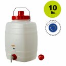 Getränkefass 10 Liter rechteckig, mit Gärspundloch / 3-teiligem Deckel +  Auslaufhahn + Blindstopfen, made in EU