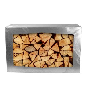 YERD Holzbox Holzregal: stabiles verzinktes Kaminholz-Regal 80x50x35cm, Farbe Zink-Metall, verschweißtes Stahl-Regal für Feuerholz, stapelbar, verwindungssteif, Holzlege zum Sitzen geeignet