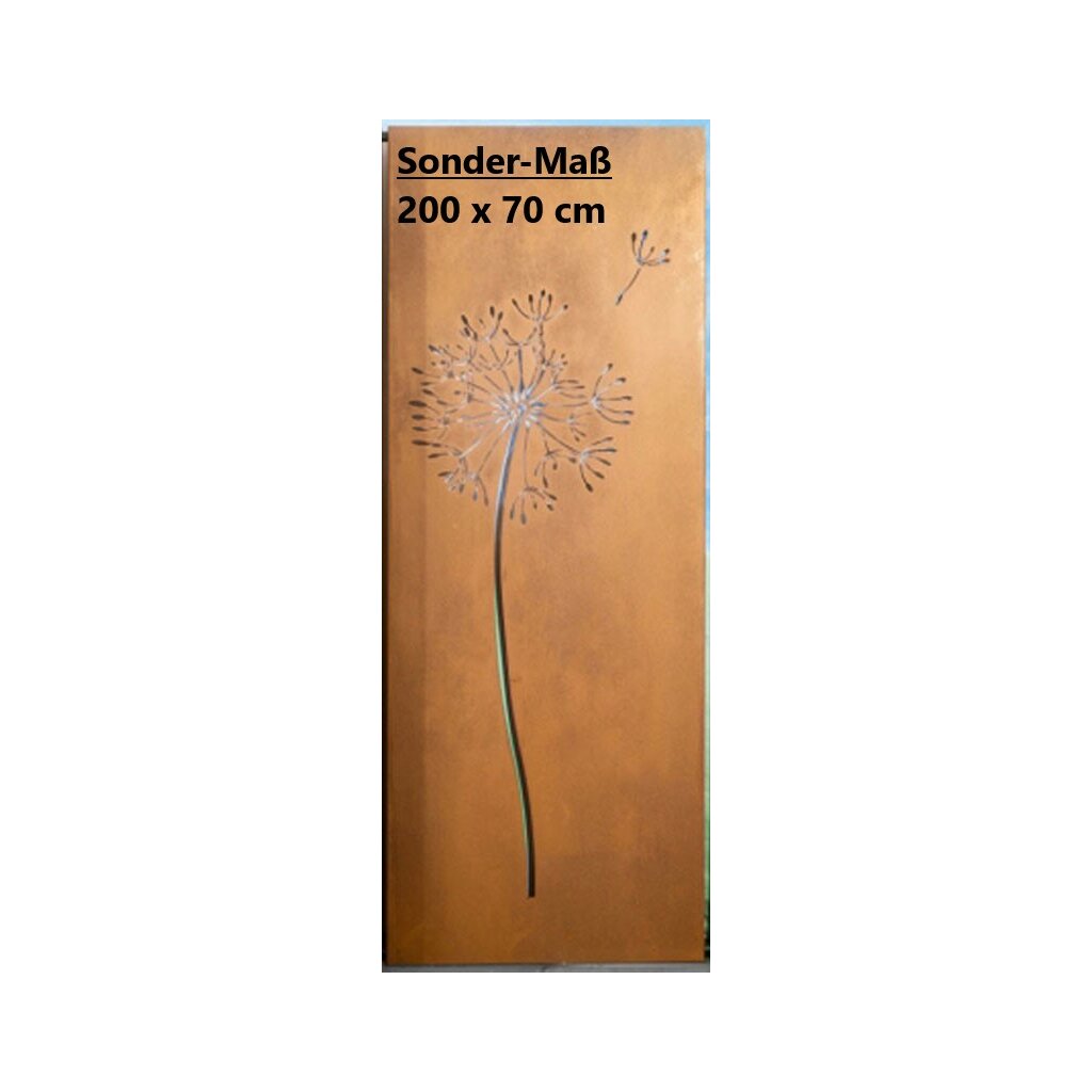 1 Sichtschutzelement "Pusteblume" Sondermaß Höhe 200cm Breite 70cm 	 
		 (Sichtschutz, Rost)  
	