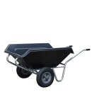 Kippjapaner: 2-Rad Hofkarre mit extra flachem Schwerpunkt (!) Niederflur-Karre,  kippbare 250 Liter Wanne,  Großmuldenkarre mit verzinktem Gestell mit Kippbock