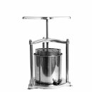 NEU: 100% Edelstahl - Mini Obstpresse manuell, Beerenpresse (Traubenpresse), Kloßpresse, Käsepresse (16 x 22), 6 Liter Edelstahl-Spindelpresse, Obstpresser  inkl. Presstuch