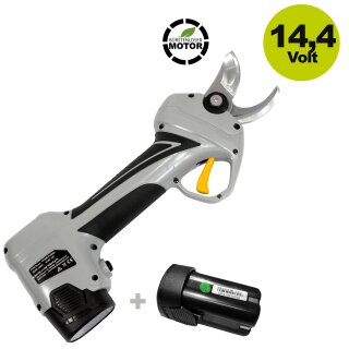 Elektronische kabellose Akkuschere / Rebschere KV360 Schnittstärke 35mm, 2 Akkus  14,4V /2,5Ah (36 Wh), 2 Programme, Display für Ladestand und Schnittleistung