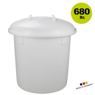 GRAF Maischebottich aus Polyethylen ungefärbt (weiß) 680 Liter, Fermentations-Behälter / Gärbehälter mit hermetischem Wasserrand (Gärglocke),  reines lebensmittelechtes PE,   Made in Germany