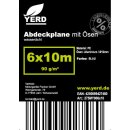 YERD 6x10m Abdeckplane mit Ösen, wasserdicht:  Gewebeplane  pool-blau,  90g/m² starkes PE,  mit stabilen 12mm Aluminium-Metallösen, verstärkter Saum und extra verstärkte Eck-Ösen