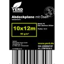 YERD Abdeckplane groß (Restposten), 10x12m, mit Ösen, wasserdicht:  Gewebeplane  pool-blau,  90g/m² starkes PE,  mit stabilen 12mm Aluminium-Metallösen, verstärkter Saum und extra verstärkte Eck-Ösen