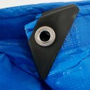 YERD 3x6m Abdeckplane mit Ösen, wasserdicht:  Gewebeplane pool-blau, 140g/m² starkes PE,  mit stabilen 12mm Aluminium-Metallösen, verstärkter Saum und extra verstärkte Eck-Ösen