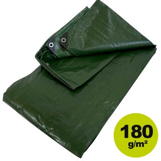 YERD 3x6m Abdeckplane mit Ösen, wasserdicht:  Gewebeplane britisch-grün,  180g/m² EXTRA starkes PE,  mit stabilen 12mm Aluminium-Metallösen, verstärkter Saum und extra verstärkte Eck-Ösen